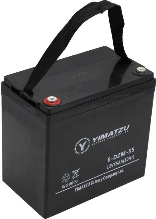 Battery - EV12550 / 6-DCM-55 / 6-DZM-55 / 6-FM-55, Group 22NF, AGM, 12V 58Ah, Yimatzu, Threaded Terminals - BATEV12055 - PBC69EF1