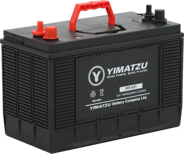 Battery - Group 31 4-Terminal EFB Automotive, 12V 100Ah, 945CCA, SLA, MF, Yimatzu - BATAM12314-EFB - PBC157EF1