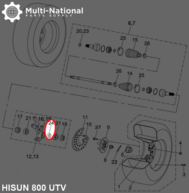 Bushing - 30x38x10.5, 400cc, 500cc, 700cc, 800cc Hisun - BSH303810 - PBC145F1
