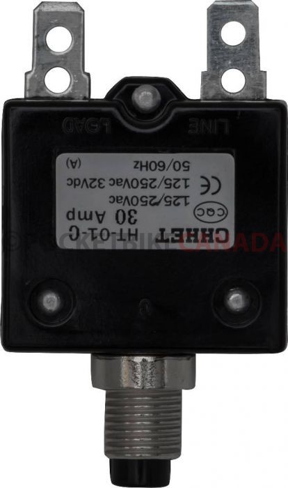 Circuit Breaker - Push Button, 30A, HT-01C, 125/250VAC, 32/50VDC - 60A9730 - PBC2430F1