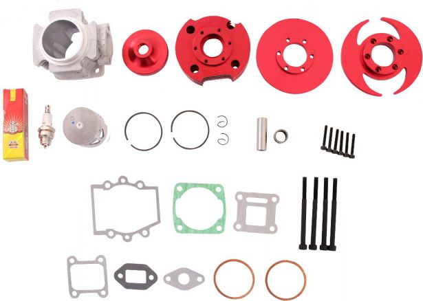 Cylinder Head Assembly - Big Bore, CNC, Dual Valve, Pocket Bike, 49cc, Air Cooled - 20P8490RD - PBC1624F1