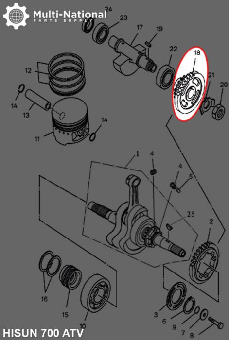 Driven Gear - Double Gear, 44T/31T, ATV, Hisun, 500-700cc - 20A7750 - PBC1721F1