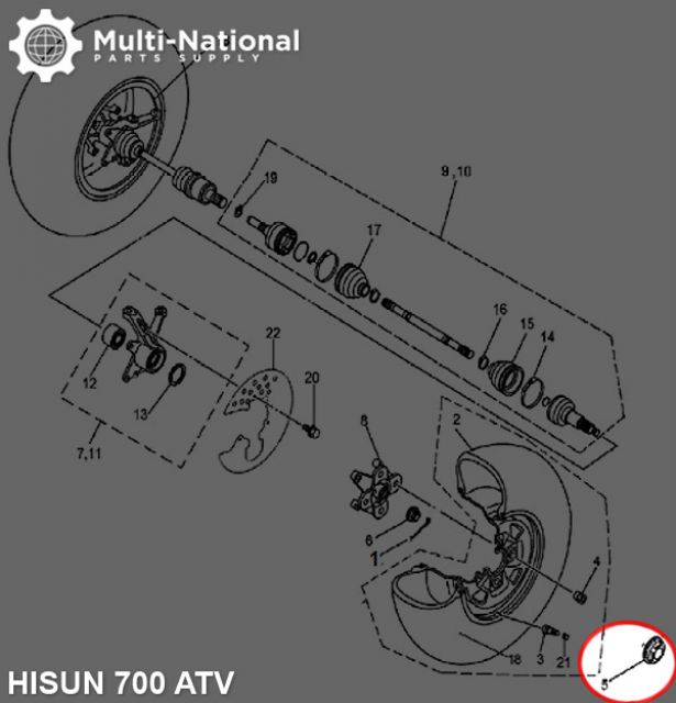 Dust Covers - Wheel Caps, ATV, Hisun, 400-800cc (1pc) - 70A4940 - PBC3450F1