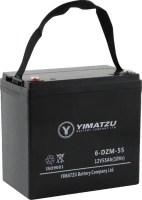 Battery - EV12550 / 6-DCM-55 / 6-DZM-55 / 6-FM-55, Group 22NF, AGM, 12V 58Ah, Yimatzu, Threaded Terminals - BATEV12055 - PBC69EF1