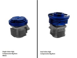 Cylinder Head Assembly - 44mm, Big Bore, Pocket Bike, Blue - 20P8440BU - PBC1727F1