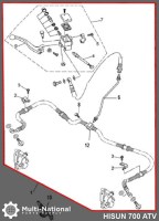 Hand/Front Brake Lever and Double Caliper Assembly - ATV, Hisun, 500-700cc - 90A2252 - PBC804F1