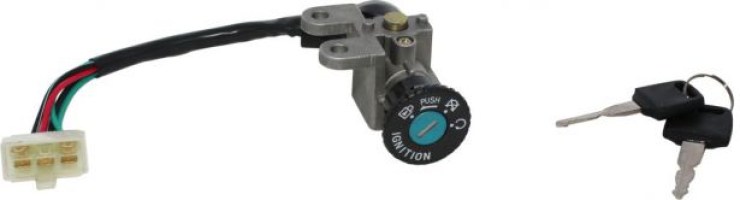 Ignition Key Switch - 5 Wire, 6 pin Male, Metal, Steering Lock, Scooter, GY6 - 10A4252 - PBC2072F1