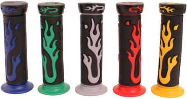 Throttle Grips - Flames, Gray - 70D1830GY - PBC2704F1